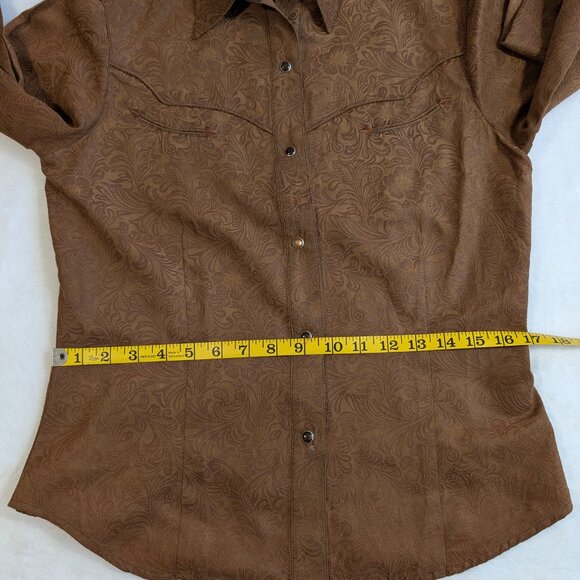 Vintage Western Roper Shirt Paisley Microsuede Pearl Snap Women Small Embossed - Picture 4 of 11